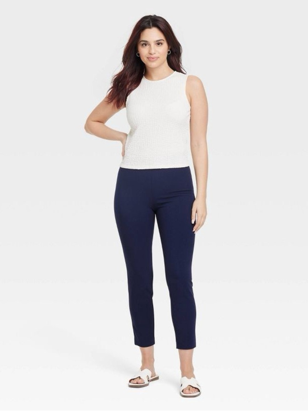 A New Day Stretch Straight-Leg Navy Pants for Women Size 6